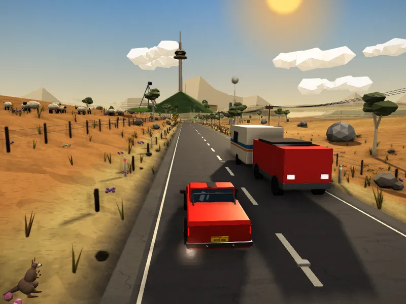 ACT and the Monaro: Granite tablelands, a low-poly scene from Roo Road Rescue