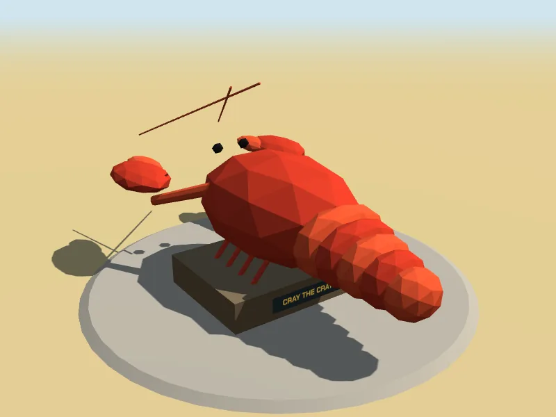 Cray the Crayfish, a low-poly model in Roo Road Rescue