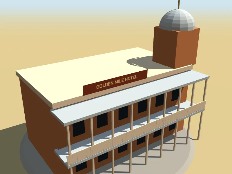 Golden Mile Hotel, a low-poly model in Roo Road Rescue