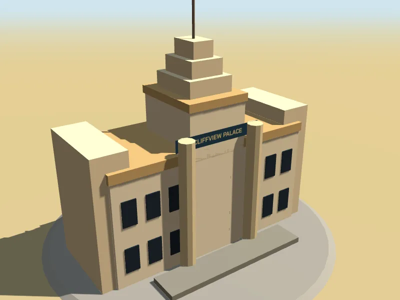 Cliffview Palace, a low-poly model in Roo Road Rescue