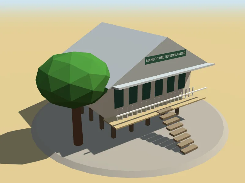 Mango Tree Queenslander, a low-poly model in Roo Road Rescue